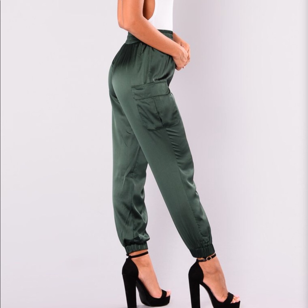 Satin emerald green joggers